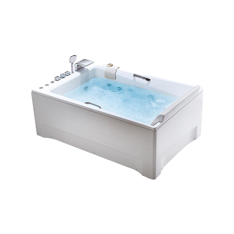 Water and Air Massage Bathtub with Faucet and Cascade Spout