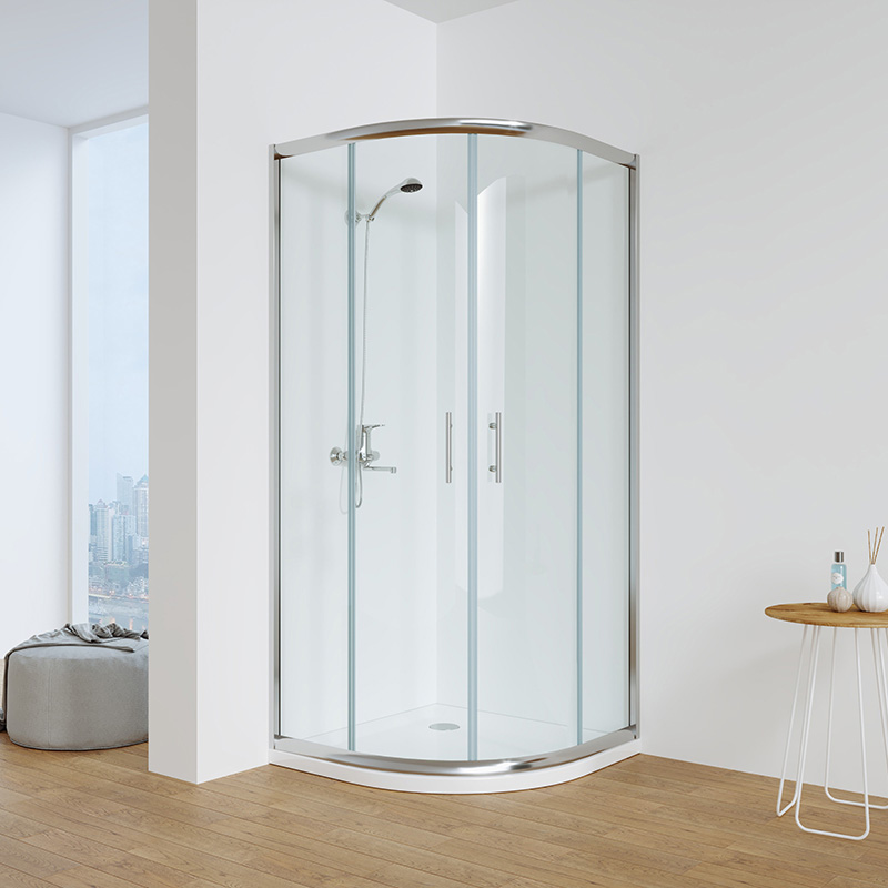 Shower Enclosure with Double Wheel Sliding System