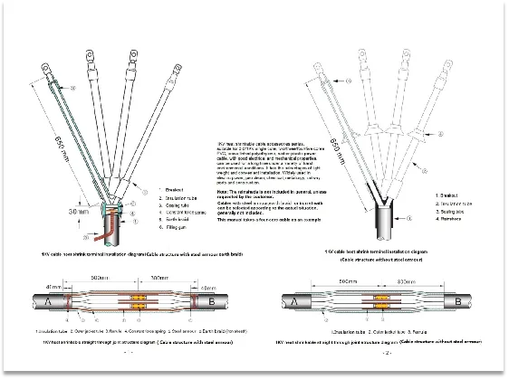 1kV Heat Shrinkable Cable ဆက်စပ်ပစ္စည်းများ တပ်ဆင်ခြင်း ညွှန်ကြားချက်များ