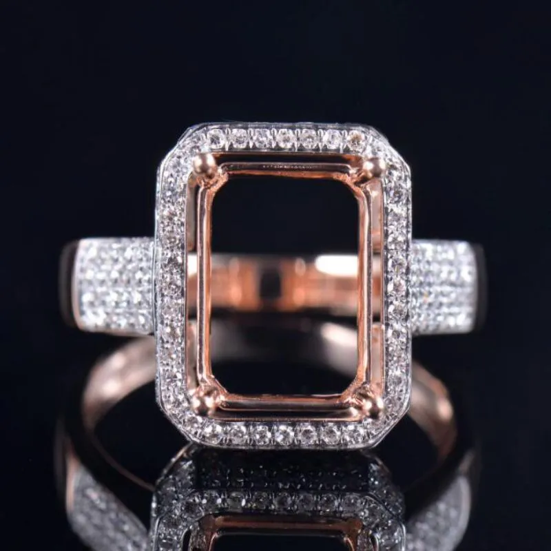 14k Rose Gold Pave Sparkly Ring Setting