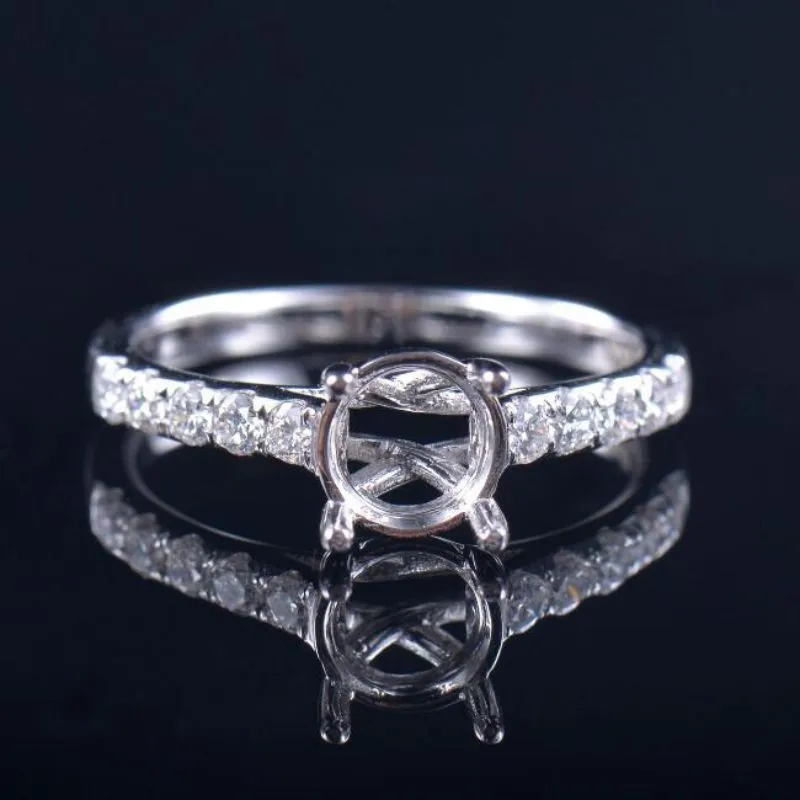 14K White Gold Detailed Ring Mounting