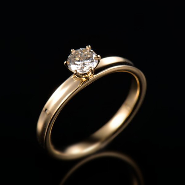 18K kullast teemant-pasjanss kihlasõrmus - 2