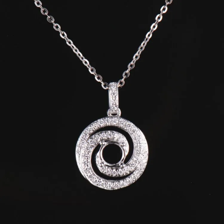 18K Spiral Design Pendant Semi-Set