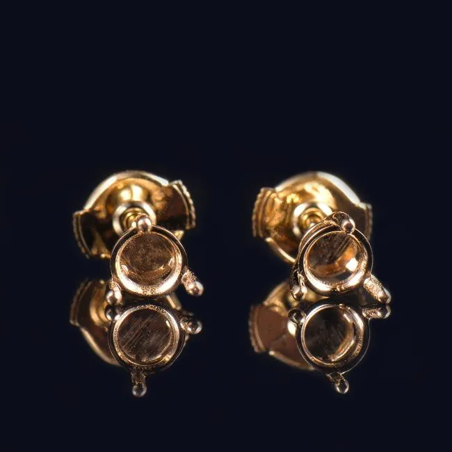 18K Yellow Gold Simple Earrings Mounting