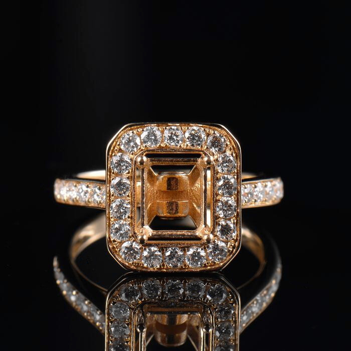 18K Yellow Gold Sparkly Ring Semi Mount