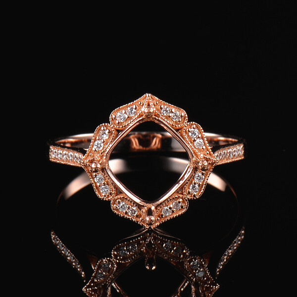 Art Deco 18K Rose Gold Ring Mounting
