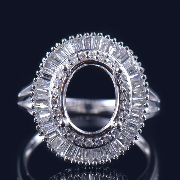 Baguette Diamond 18K auksinis žiedas pusiau tvirtinimas - 0