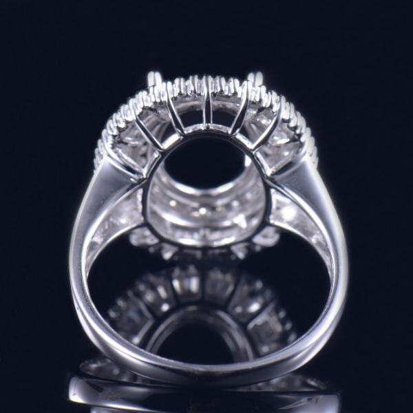 Baguette Diamond 18K auksinis žiedas pusiau tvirtinimas - 3 