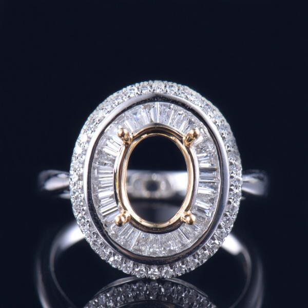 Baguette Diamond Halo Ring Setting - 5