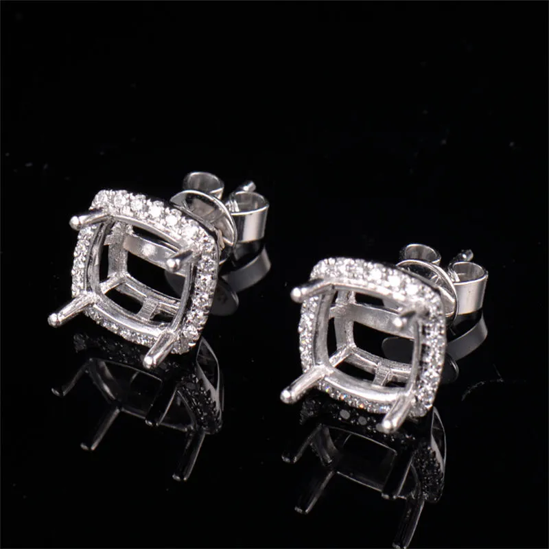 Beautiful Cushion Cut Earrings Semi Mount