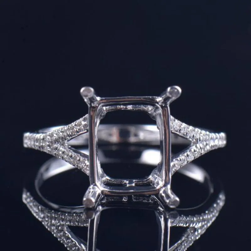 Classic Split Shank Emerald Cut Ring Setting