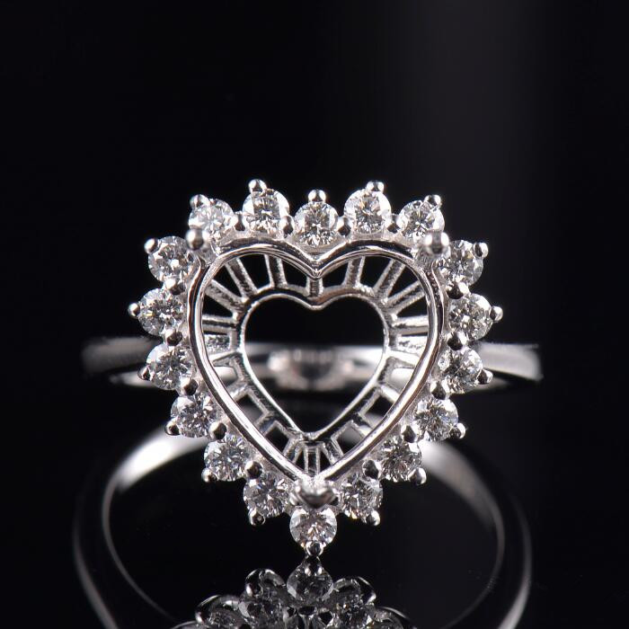 Cocktail Deco Heart Cut Ring Semi Mount