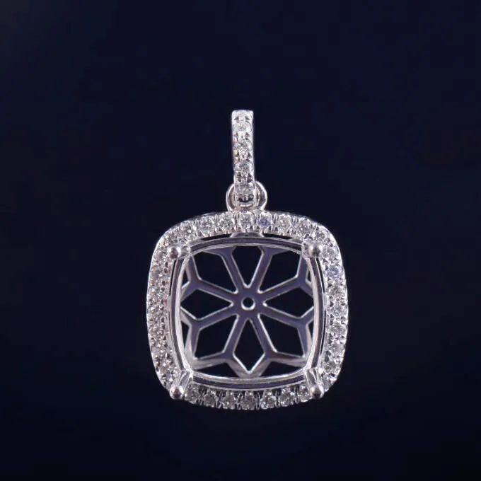 Cushion Cut Charm Pendant Semi Mount