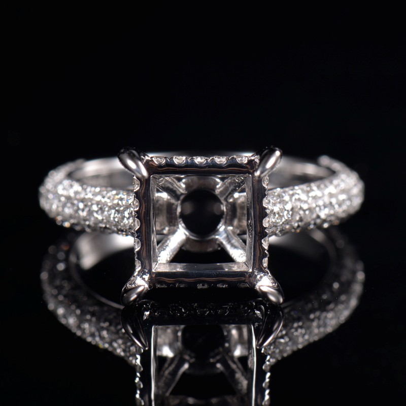 Custom Princess Cut Semi Mount Promise Ring