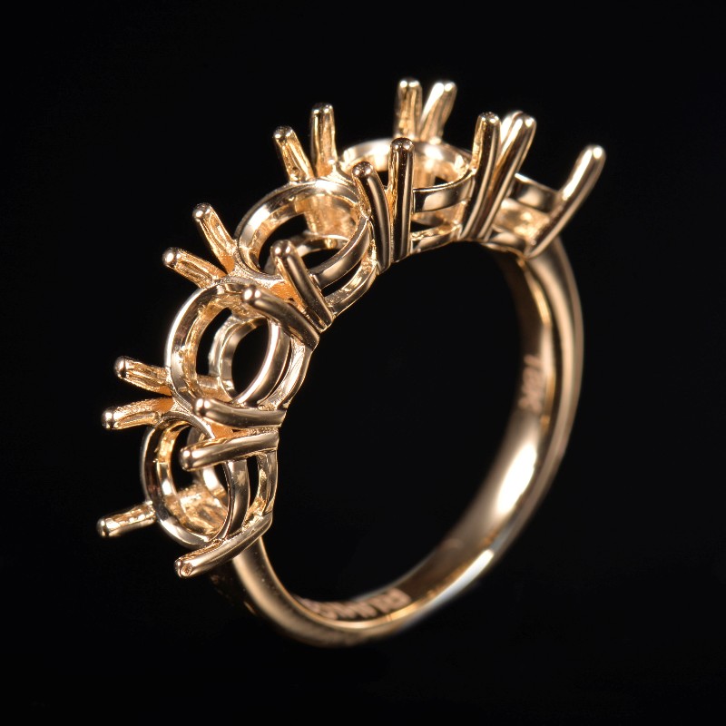 Custom Vintage Semi Mount 5 Stone Ring