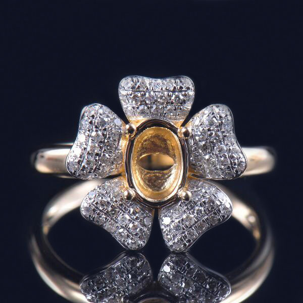 Anello di fidanzamento con fiore di diamante semi montato - 0 