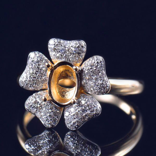 Anello di fidanzamento con fiore di diamante semi montato - 1 