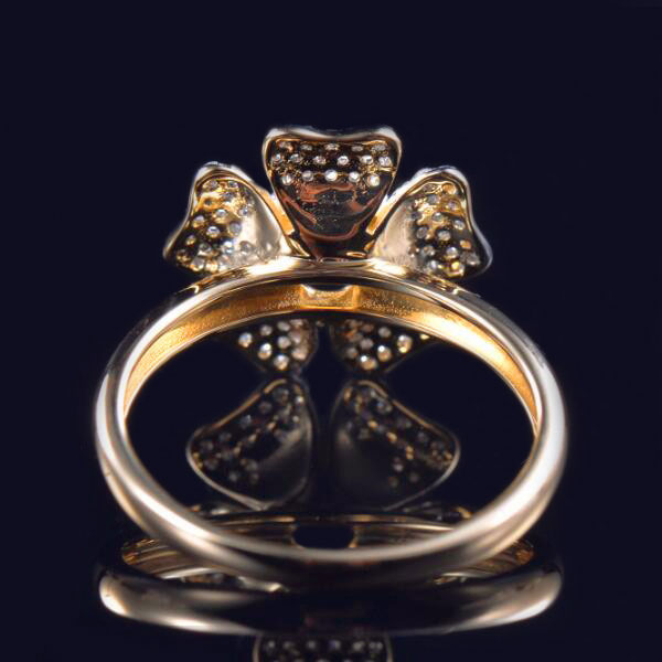 Anello di fidanzamento con fiore di diamante semi montato - 3