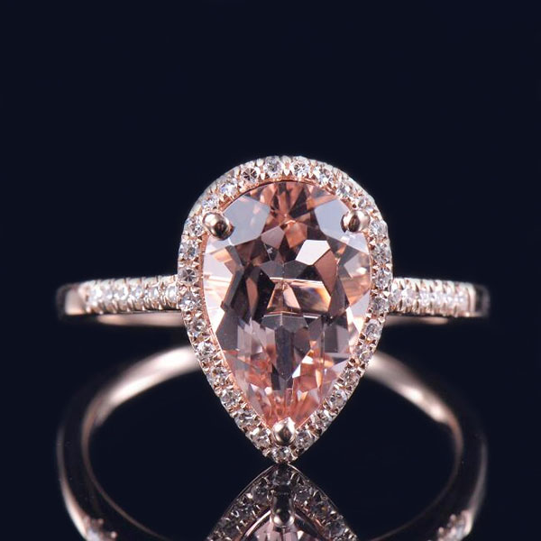 Diamond Morganite Ring and Matching Band - 2