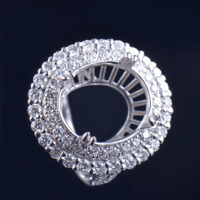 Double Halo Diamond Platinum Ring Setting - 4