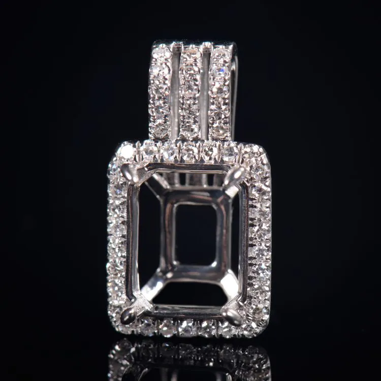 Emerald Cut Sparkly Pendant Semi-Set