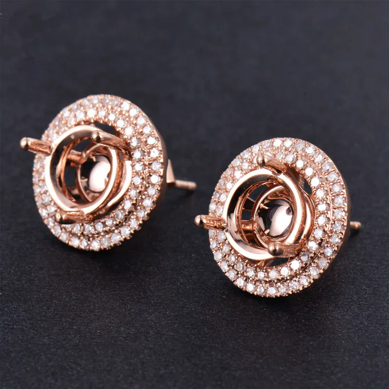 Fancy Double Halo Earrings Semi Mount