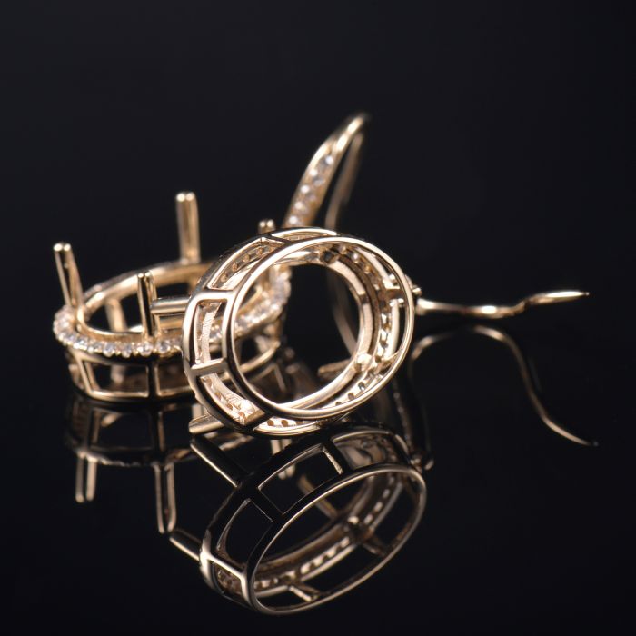 Fine Semi Mount Dangle Hook Earrings - 2