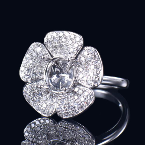 Flower Design Diamond Cluster Ring Setting - 1