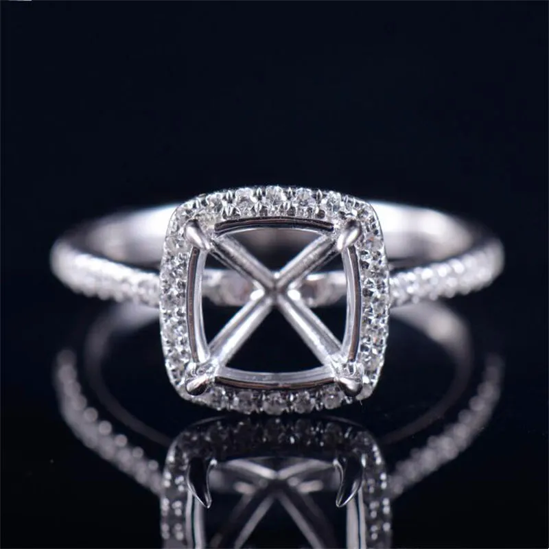 Genuine Diamond Cushion Cut Ring Mounting