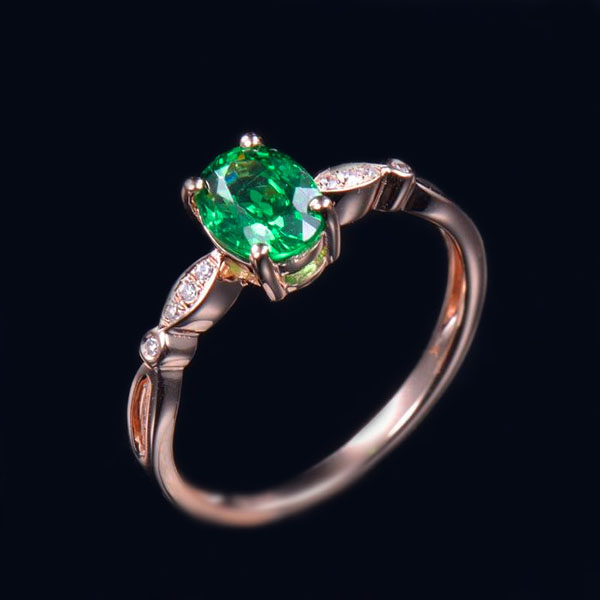 Ehtne roheline Tsavorite teemantkihlasõrmus - 1 