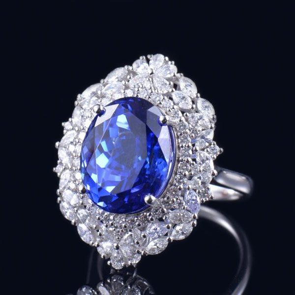 Ehtne Tanzanite teemant-aastapäeva sõrmus - 1