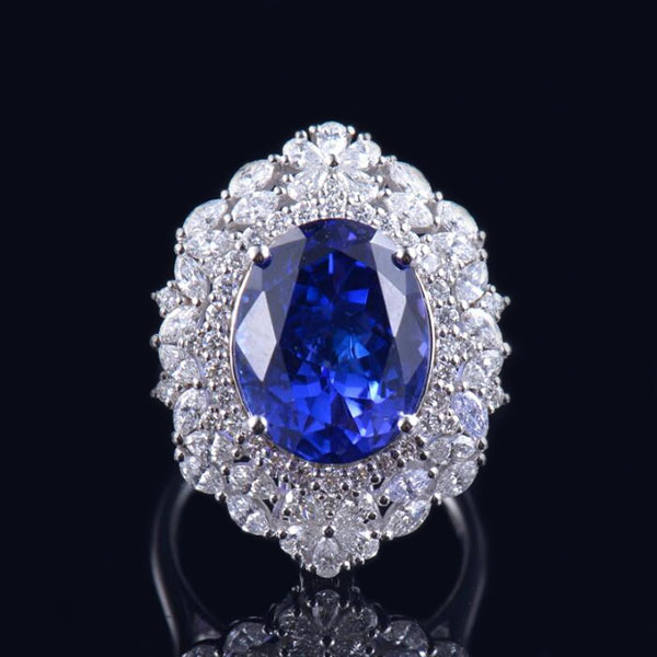 Genuine Tanzanite Diamond Anniversary Ring