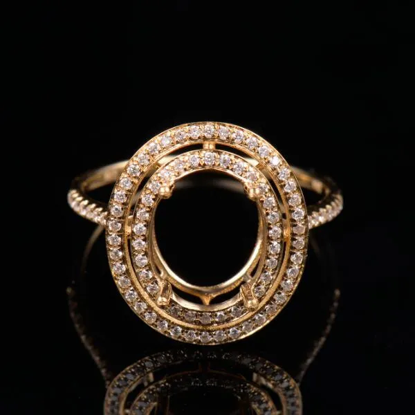 Glamorous Double Halo Ring Semi-Set