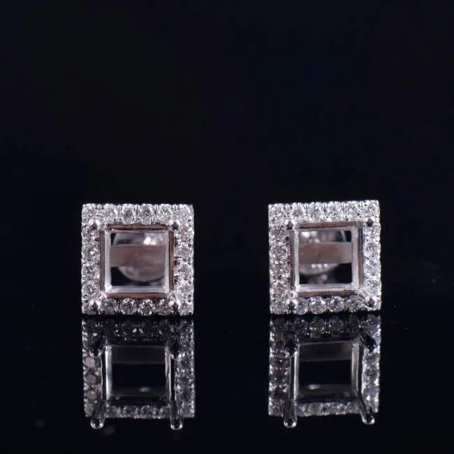 Glamorous Princess Cut Earrings Mounting