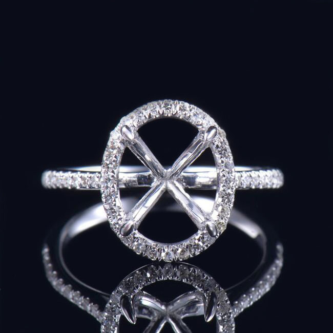 „Halo“ deimantinis sužadėtuvių žiedas, pusiau laikiklis