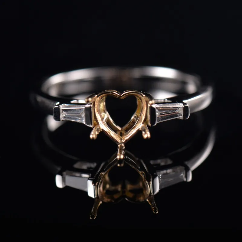 Heart Cut Lab Diamonds Ring Semi Mount