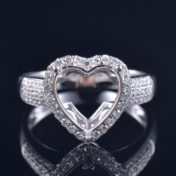 Heart Cut Pave Setting Engagement Ring