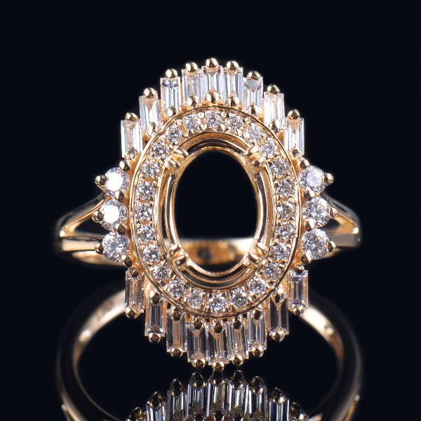 Luxury 18K Gold Oval Ring Mounting - 3 
