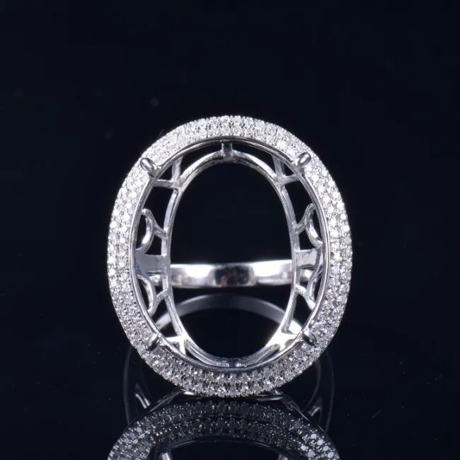 Luxury Big Oval Shape Ring Semi Mount