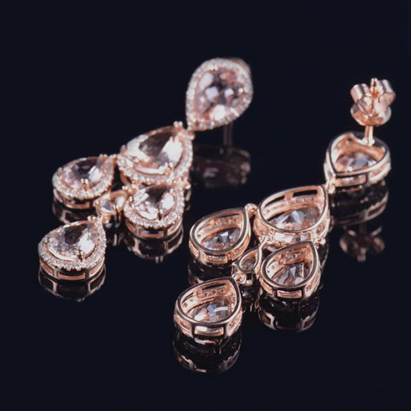 Morganite Diamond Lady Chandelier Earrings - 2