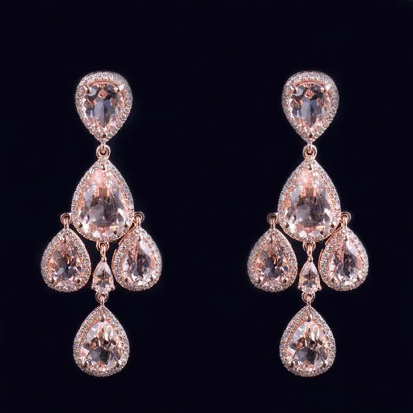 Morganite Diamond Lady Chandelier Earrings