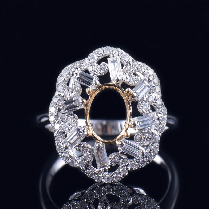 Mitmetooniline kuldse teemantsõrmuse seade