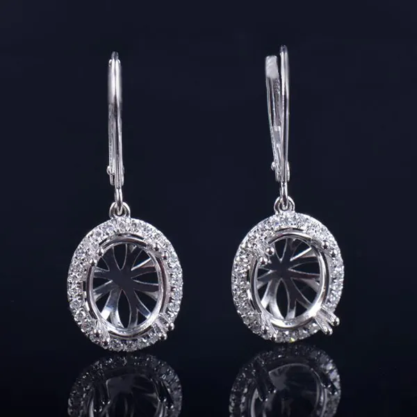 Natural Diamond Gold Lady Dangle Earrings Setting