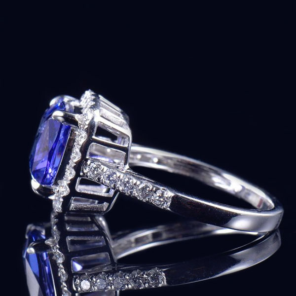 Looduslik Tansaniit Diamond Halo Promise Ring - 2