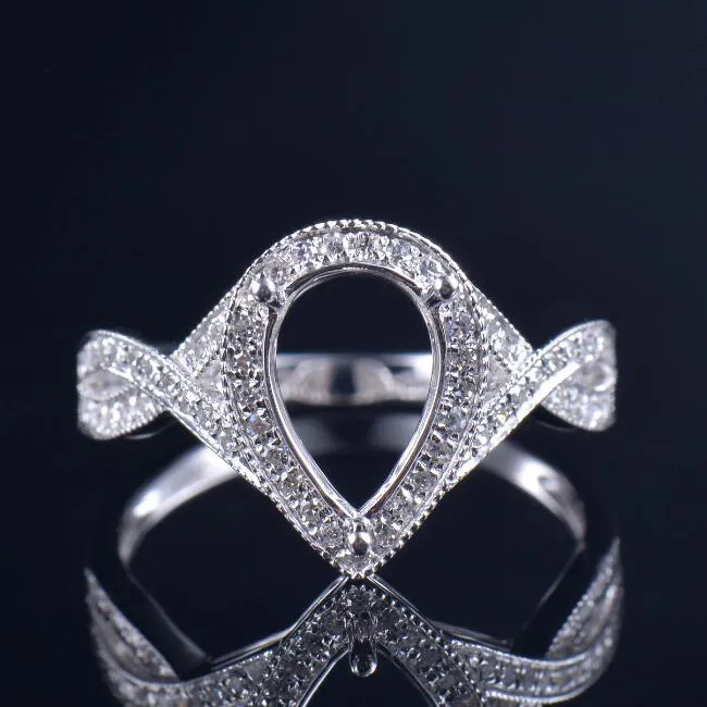 Pear Cut Twist Couple Ring Semi Mount