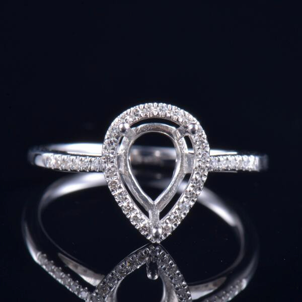 Pear Shape Cathedral Ring Semi-Set