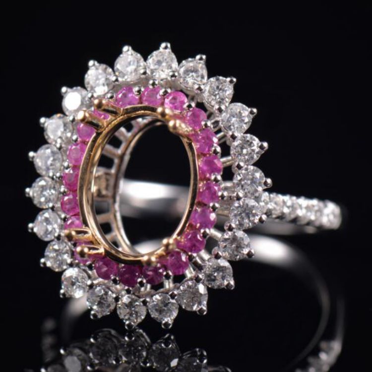 Pink Sapphire Multicolor Ring Setting - 1 