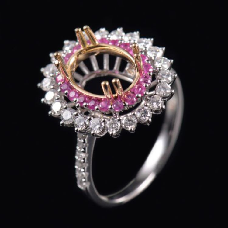 Pink Sapphire Multicolor Ring Setting - 3