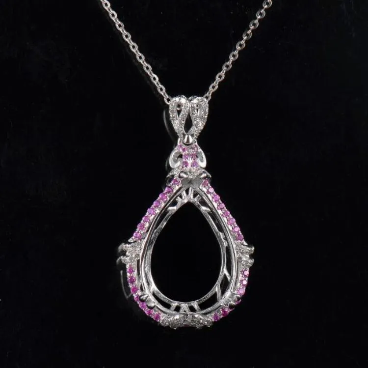 Pink Sapphire Pear Cut Pendant Setting