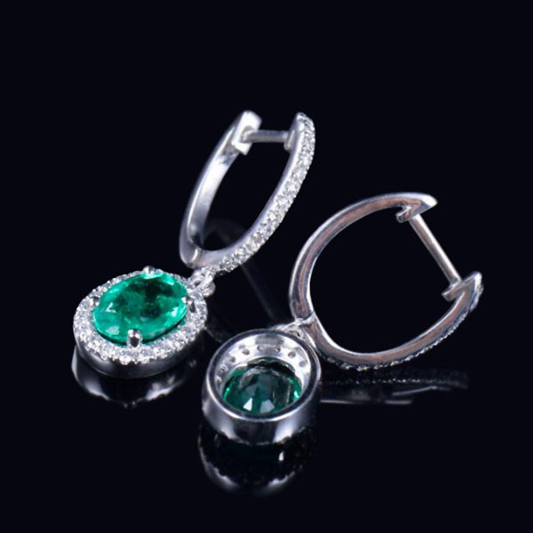 Platanam Fíor Glas Emerald Diamond Earrings - 2